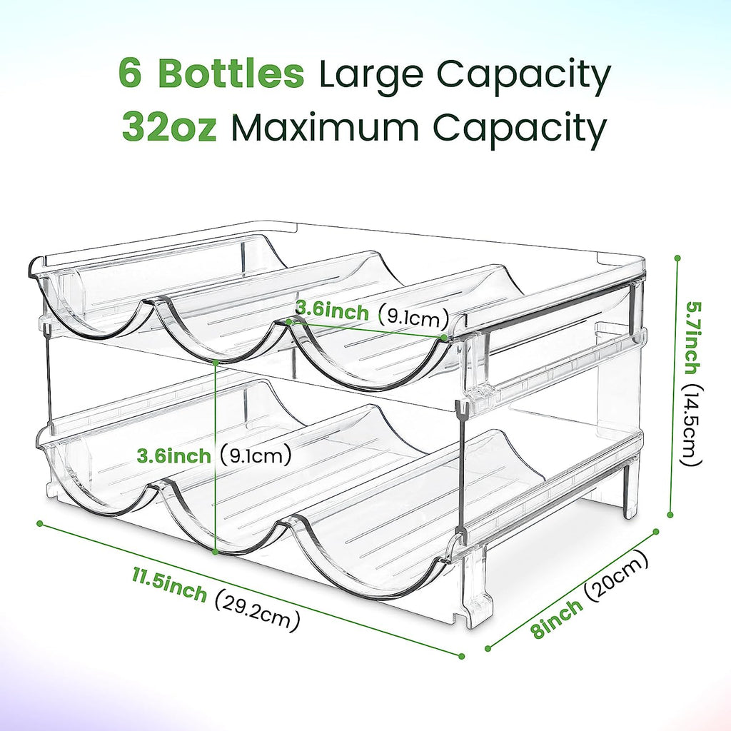 Water Bottle Organizer for Cabinet, Water Bottle Storage Organizer, 2 Packs Water Bottle Storage Rack, Water Bottle Holder for Cabinet, Stackable Water Bottle Storage Rack